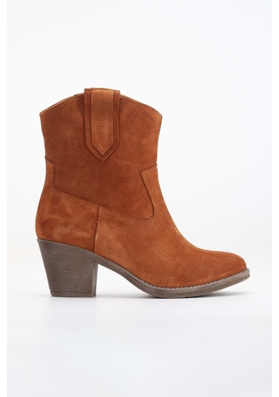 Analin Shoes Kadın Hakiki Deri Western Kovboy Bot Taba Süet