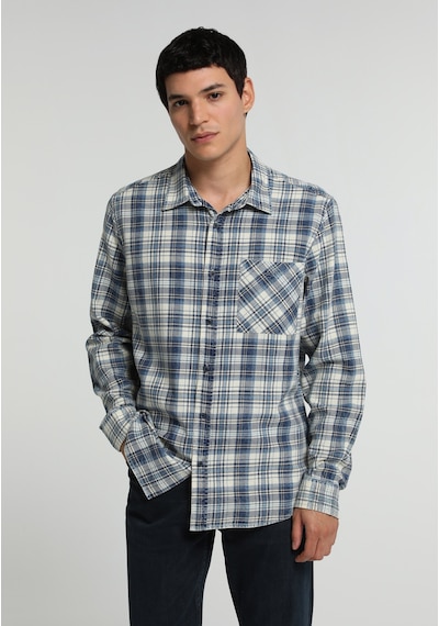 Colin's Colins Regular Fit Shirt Neck Ekoseli Erkek Mavi Uzun Kol Gömlek Cl1082985 Q1.v1 Inv İndigo