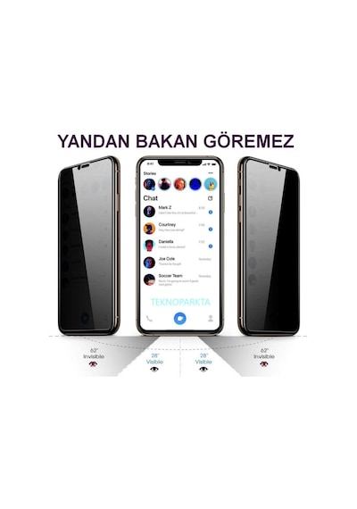 Apple Uyumlu   iPhone 14 Pro Max Mat Hayalet Gizli Privacy Tam Kaplayan Kırılmaz Cam Seramik Nano Ekran Koruyucu
