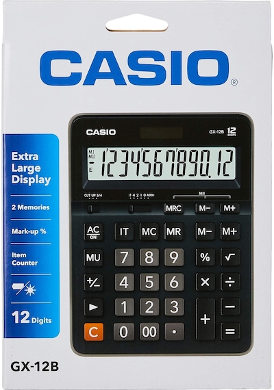 Casio GX-12B-BK 12 Hane Hesap Makinesi