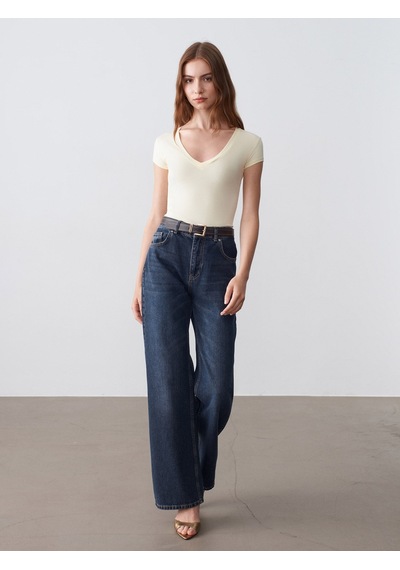 DİLVİN 32799 V Yaka Top-açık Sarı