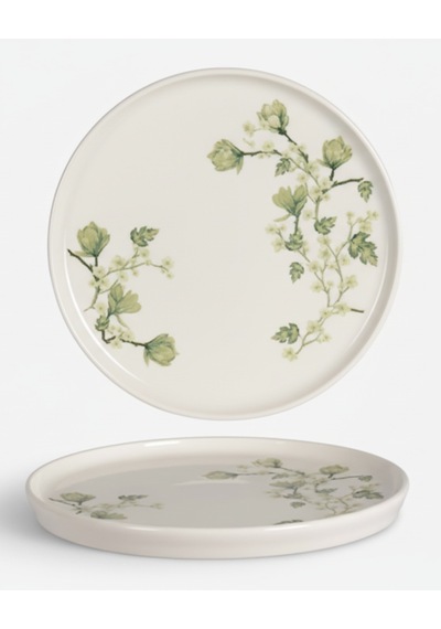 6 Kişilik Nodric Kenar Toledo Pasta Tabağı 20cm Dijital Freesia Desen Krem