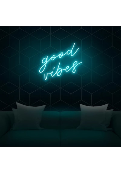 Good Vibes Yazılı Neon Tabela Turkuaz