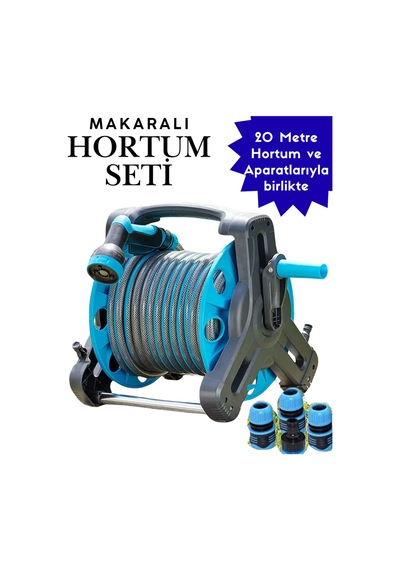 Makaralı Hortum Seti 20 Metre Bahçe Sulama Ve Araç Yıkama Seti 1/2 İnç Bahçe Ve Oto Yıkama Seti