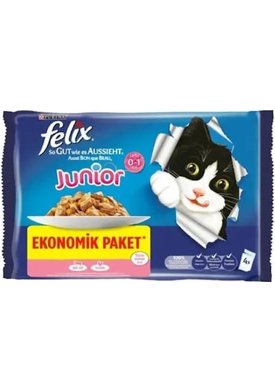 Purina Felix Sığır Etli ve Tavuklu Yavru Kedi Mama 4 x 85 G
