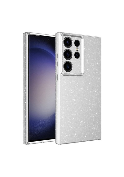 Kilifone - Samsung Uyumlu Galaxy S24 Ultra - Kılıf Simli Kamera Korumalı Koton Kapak - Gümüş