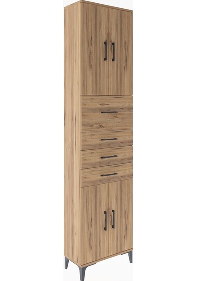 Arges Dolap 3 Raflı 4 Çekmeceli 4 Kapaklı 60x30x243 Çam-çam Çam