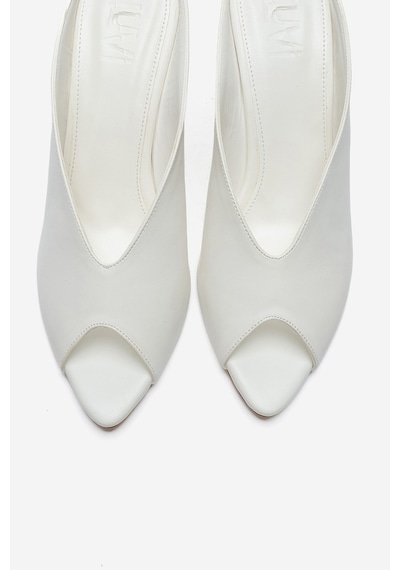 Luvishoes Pelına Beyaz Cilt Kadın İnce Topuklu Terlik