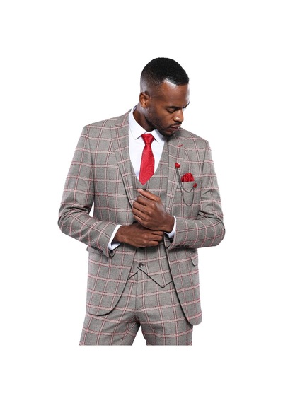 Wessi Ekose Desenli Slim Fit Gri Erkek Ceket - Wessi Gri