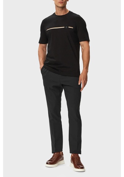 Boss Logolu % 100 Pamuk Bisiklet Yaka T Shirt Erkek T Shirt 50565785 001 Siyah