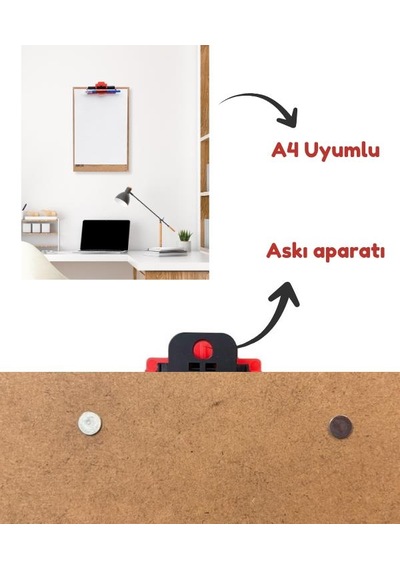 Temel A4 Ahşap Sekreterlik Otomatik Mekanizmalı Kalem Tutma Aparatlı