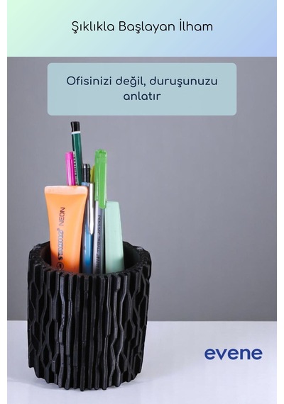 Kalemlik Masa Kalemliği Organizer Kalemlik Siyah Renk Model 78 Çok Renkli