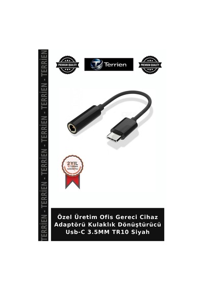 Özel Üretim Ofis Gereci Cihaz Adaptörü Kulaklık Dönüştürücü Usb-c 3.5mm Tr10 Siyah