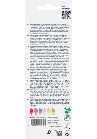 Faber-Castell Goldfaber Aqua 6’lı Çift Uçlu Marker Seti,Flowers Renkleri,Su Bazlı, Fırça ve Fineliner Uçlu