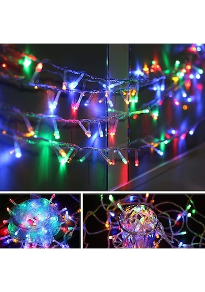 Tayfun 10 Metre 100 Ledli Fişli Led Işık Rgb Karışık Renk Yılbaşı Led Işık Dekor Lambası Yılbaşı Ağacı Işığı RGB