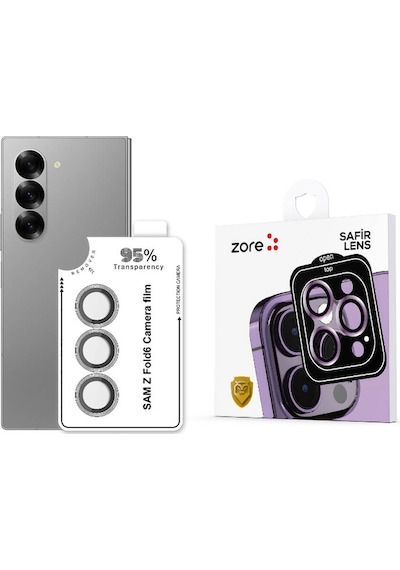Galaxy Uyumlu Z Fold 6 Zore Cl-11 Safir Parmak İzi Bırakmayan Anti-reflective Kamera Lens Koruyucu-gümüş