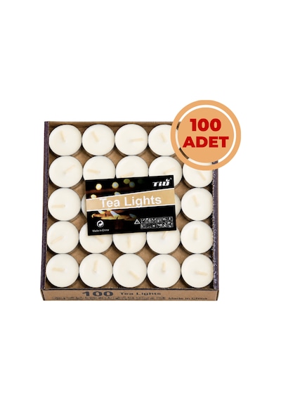 Tealight Mum Beyaz 100 Adet Yüksek Kalite Kokusuz Kullanışlı Beyaz