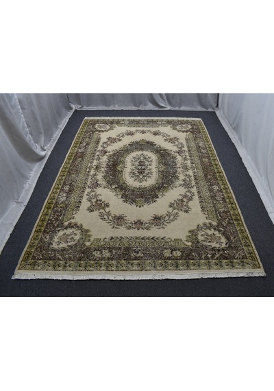 Zehra Abla Halı Vintage 6m2 El Dokuma Aubusson Model Eskitme Lüks Yün Salon Halısı 5867 Renkli