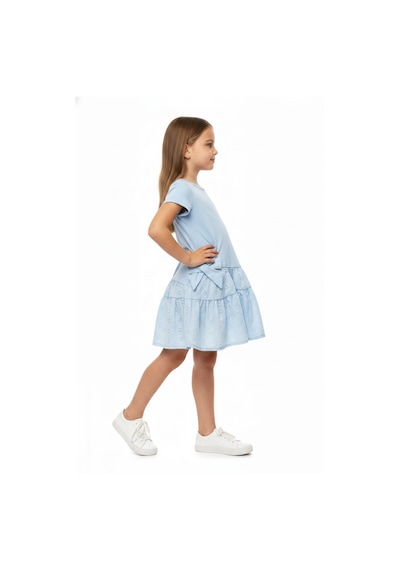 Toontoy Kids Toontoy Kız Çocuk Regular Fit Bisiklet Yaka Fiyonk Detaylı Brode Etekli Kısa Kollu Elbise 25050 Açık Mavi Toontoy Kids Toontoy Kız Çocuk Regular Fit Bisiklet Yaka Fiyonk Detaylı Brode Etekli Kısa Kollu Elbise 25050 Açık Mavi