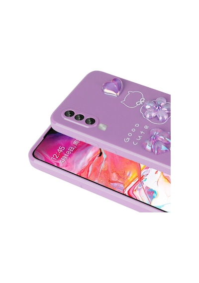 Galaxy A70 Kılıf Kabartma Figürlü Parlak Zore Toys Silikon Kapak Light Green