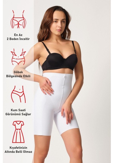 Beyaz Mı Emay 2814 Double Yüksek Bel Boxer Lazer Korse Beyaz
