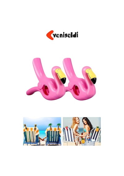 2 Adet Pembe Flamingo Plaj Havlu Mandal Klipsi Güçlü Tutuş Ve Taşınabilir Çok Renkli