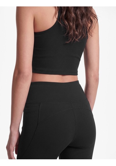 Koton Cepli Yüksek Bel Slim Fit İspanyol Paça Spor Tayt Siyah 7wak40185nk