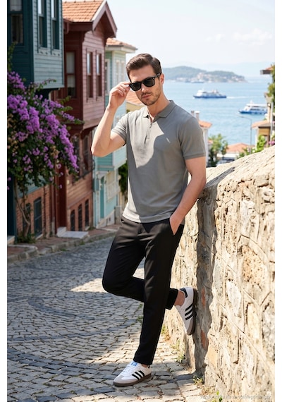 Buratti Pamuklu Regular Fit Fermuarlı Erkek Polo Yaka T Shirt 5902738 Açık Haki
