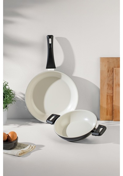 Nehir Ceramic Siyah 2 Parça Tava Seti Siyah