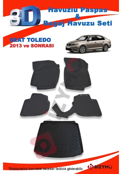 Seat Toledo Sedan 2013 Ve Sonrası Paspas Ve Bagaj Havuzu Seti Siyah