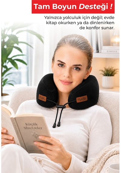 Viscofoam Cosy Ortopedik Seyahat Yastığı Visco Boyun Destekli Seyahat Yastığı - Siyah | Ergo Travel