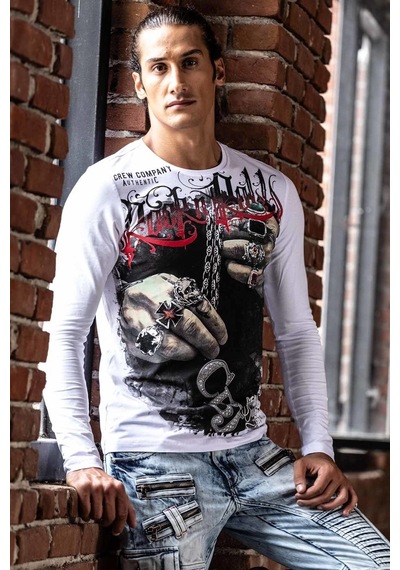 Cipo & Baxx Cl511 Erkek Sweatshirt Günlük Rahat Kalıp Bisiklet Yaka Spor Basic Beyaz
