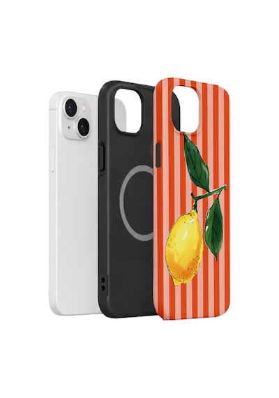 Apple iPhone Uyumlu 14 Vorian Çift Katmanlı Magsafe Kılıf Sicilian Lemon Red Stripe