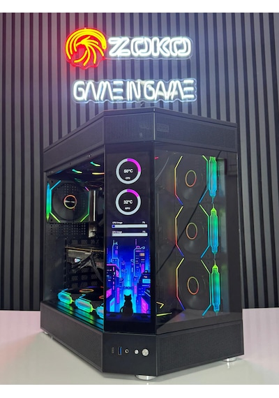 Zoko Tank Siyah 12,6 Lcd Ekranlı 7x12cm Argb Fanlı Kumandalı Akvaryum Kasa