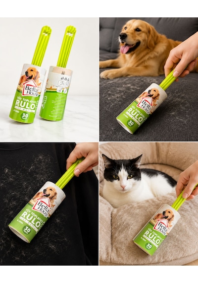 Kedi Köpek Tüy Toplayıcı Rulo, 30 Yaprak, Kıyafet - Koltuk - Kanepe Tüy Alma Aparatı