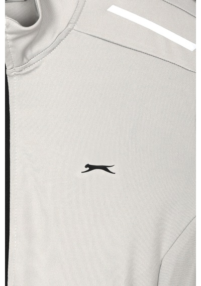 Slazenger Revolver Erkek Fermuarlı Dik Yaka Cepli Gri Sweatshırt
