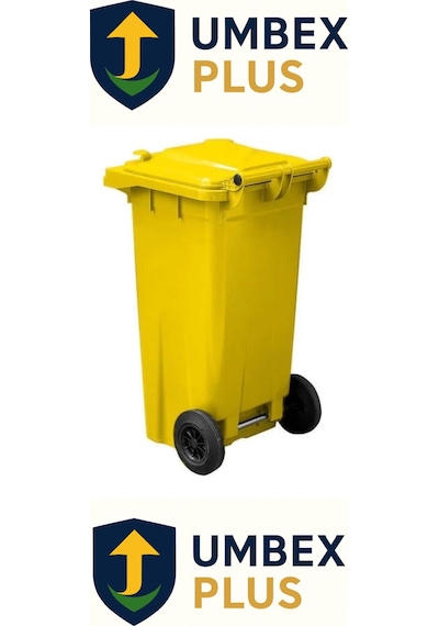 Umbex Tıbbı Atık Plastik Çöp Konteyneri 120 Litre Konteyner - A Isıya Karşı Dayanıklı- Sarı