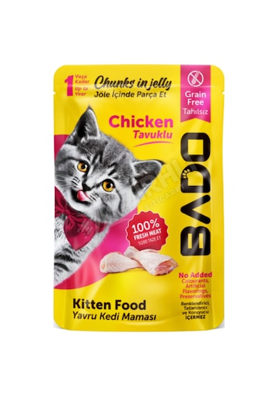 Bado Yavru Kedi Yaş Mama Parça Tavuk Etli 85 Gr