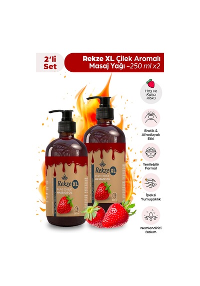 Çiftlere Özel Masaj Yağı Seti 2 Adet 250 Ml Çilek Aromalı Yenilebilir Bakım Yağı - 502141675