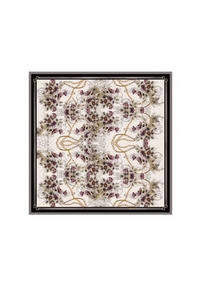 Pierre Cardin Siyah Çiçek Desenli 90x90 İpek Twill Eşarp Siyah Çiçek Desenli Siyah Çiçek Desenli
