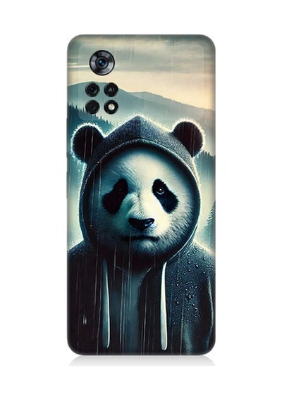 Xiaomi Poco X4 Pro 5g Uyumlu Kapüşonlu Panda Yalnızlığı Desenli Silikon Kılıf Çok Renkli