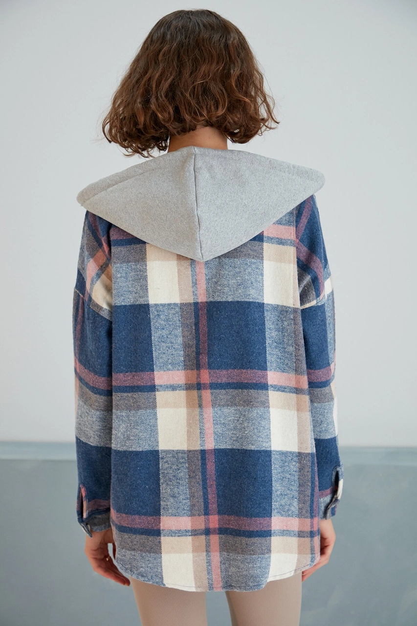 Pikka Online Kadın Çok Renkli Soft Mavi Oduncu Oversize Ceket Gömlek Kahverengi - Mavi Pikka Online Kadın Çok Renkli Soft Mavi Oduncu Oversize Ceket Gömlek Kahverengi - Mavi