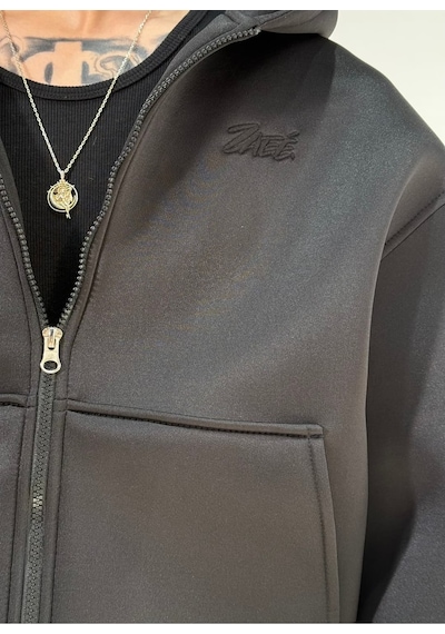 Zaee Oversize Scuba Zipp Hoodie Siyah