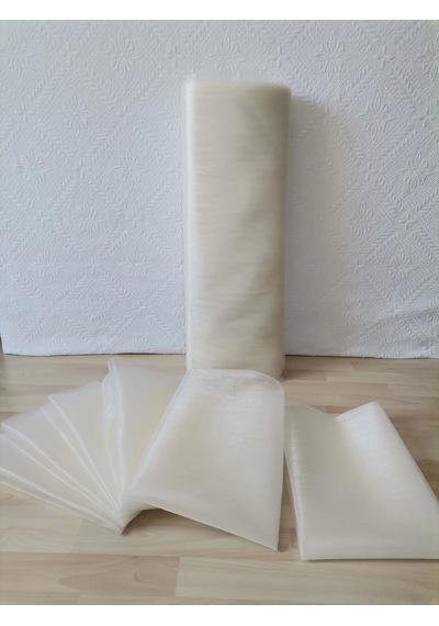 5 Adet Ekru 100x300 Kristal Tül Düğün Bohça Süsü Nikah Bohça Süsü Nişan Bohça Süsleme Tülü