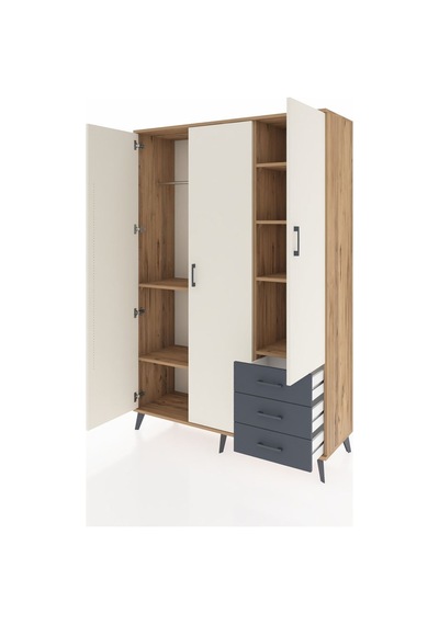 Hyperion Dolap 6 Raflı 3 Çekmeceli Tek Askılı 132x44x195 Çam-aytaşı/antrasit Aytası/antrasıt Hyperion Dolap 6 Raflı 3 Çekmeceli Tek Askılı 132x44x195 Çam-aytaşı/antrasit Aytası/antrasıt