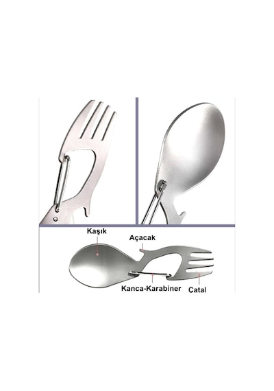 Omeniv Çelik Çatal Kaşık Karabina Anahtarlık Çadır Kamp Outdoor Çok Renkli