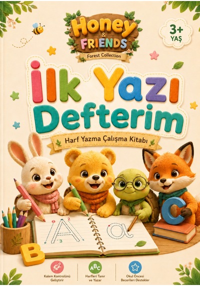 Papelia Honey & Friends Ilk Yazı Defterim Harf Yazma Çalışma Kitabı Ingilizce Alfabe 3+ Yaş