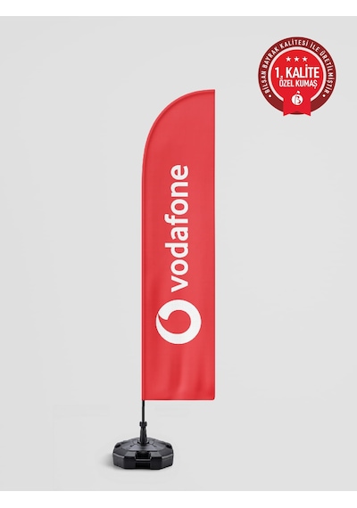 Vodafone Logolu Yelken Bayrak Set No:2 - Raşel Kumaş 1. Kalite 75 x 300 CM