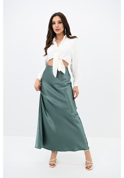 Koza Butik Kadın Dökümlü Saten Etek 6275-24 001