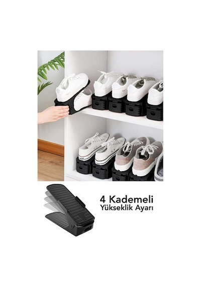 Piev Ayarlanabilir Ayakkabı Rampası Dolap İçi Düzenleyici Organizer 12 Li Siyah
